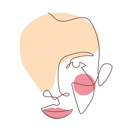 Women face illustration in minimal monoline vectorのイラスト素材