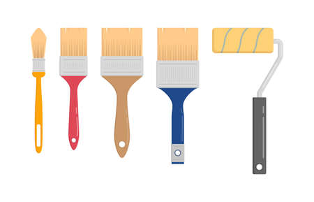 Set of wall painter tool in flat vector illustrationのイラスト素材