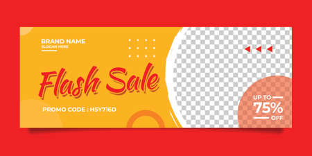 flash sale banner template with yellow red colorのイラスト素材