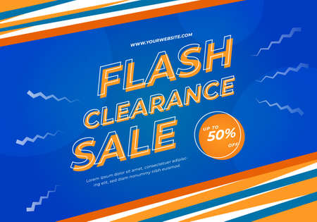 Flash clearance sale banner in blue and yellow color shadesのイラスト素材