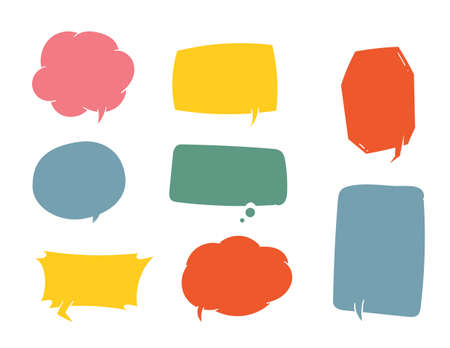 Set of hand drawn speech bubble in colorful shadesのイラスト素材