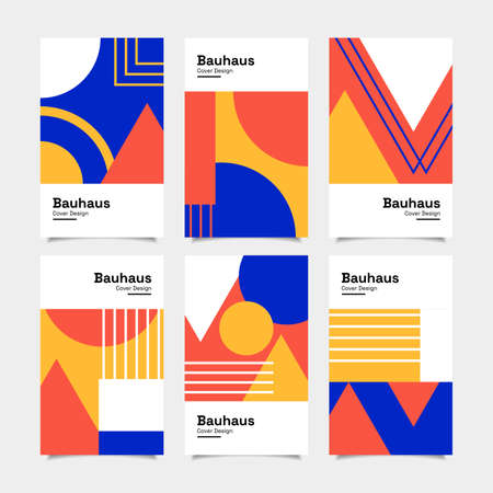 Set of abstract geometric bauhaus cover designのイラスト素材