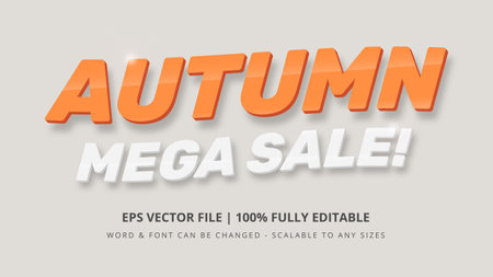 Autumn mega sale editable 3d vector text style effect. Editable illustrator text style.のイラスト素材