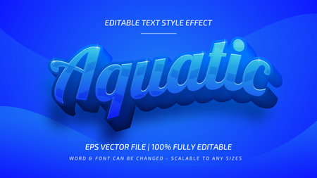 Aquatic 3d vector text style effect. Editable illustrator text style.のイラスト素材