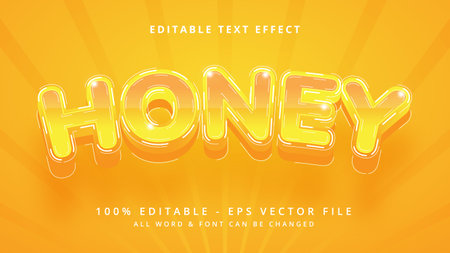Honey editable 3d vector text style effect. Editable illustrator text style.のイラスト素材