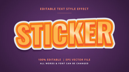 Sticker 3d Text Style Effect. Editable illustrator text style.のイラスト素材