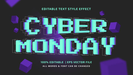 Cyber Monday Futuristic 3d Text Style Effect. Editable illustrator text style.のイラスト素材