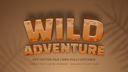 Wild adventure editable 3d vector text style effect. Editable illustrator text style.のイラスト素材