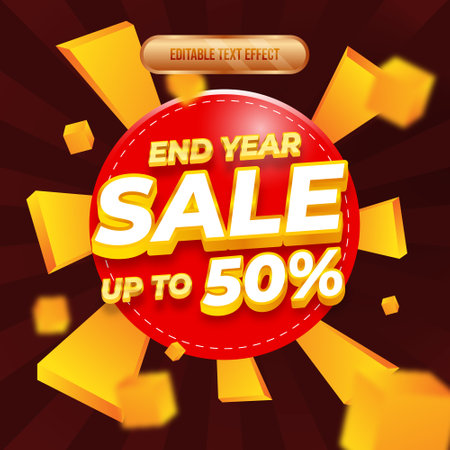 End Year Sale 3d Text Style Effect. Editable illustrator text style.のイラスト素材