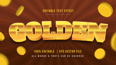 Golden Bar Coin 3d Text Style Effect. Editable illustrator text style.のイラスト素材