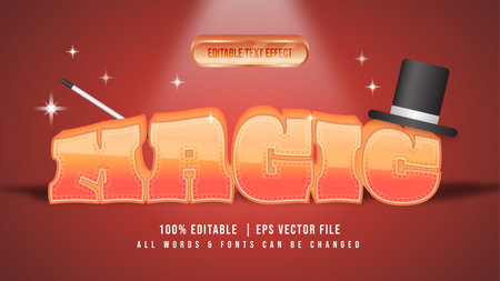Magician 3d Text Style Effect. Editable illustrator text style.のイラスト素材