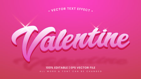 Valentine 3d text style effect. Editable illustrator text style.のイラスト素材