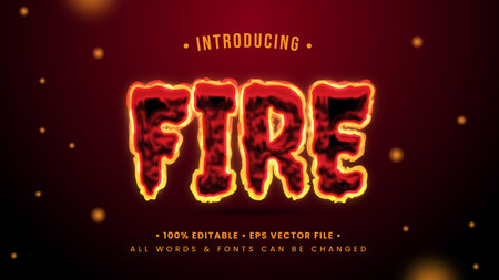 Burning Fire 3d Text Style Effect. Editable illustrator text style.のイラスト素材