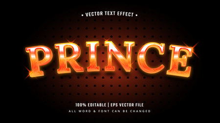 Prince Shiny Glowing 3d Text Style Effect. Editable illustrator text style.のイラスト素材