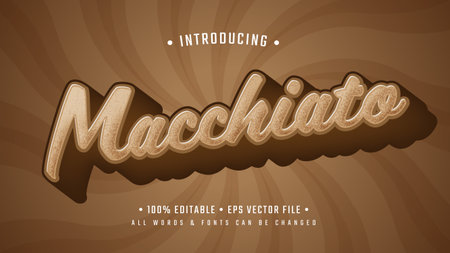 Macchiato Coffee Cafe 3d Text Style Effect. Editable illustrator text style.のイラスト素材