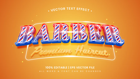Barbershop 3d Text Style Effect. Editable illustrator text style.のイラスト素材