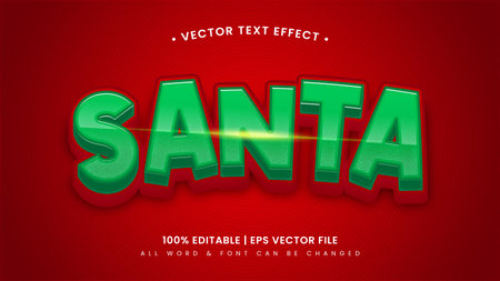 Santa Merry Christmas 3d Text Style Effect. Editable Illustrator Text Style.のイラスト素材