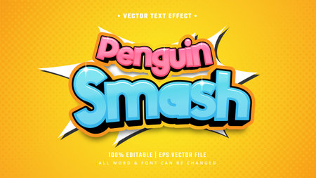 Penguin Smash 3d Text Style Effect. Editable Illustrator Text Style.のイラスト素材