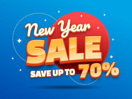 Promotional New Year Sale Banner with 3d Text Style Effectのイラスト素材