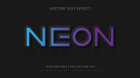 Dark Neon Neo Morphism 3d Text Style Effect. Editable illustrator text style.のイラスト素材