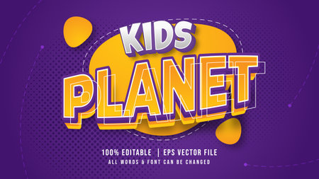 Kids Planet Playful 3d Text Style Effect. Editable coloful kid text illustrator text style.のイラスト素材