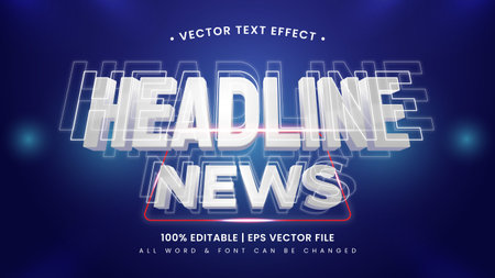Breaking News 3d Text Style Effect. Editable illustrator text style.のイラスト素材