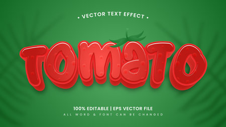 Tomato vegetable 3d text style effect. Editable illustrator text style.のイラスト素材