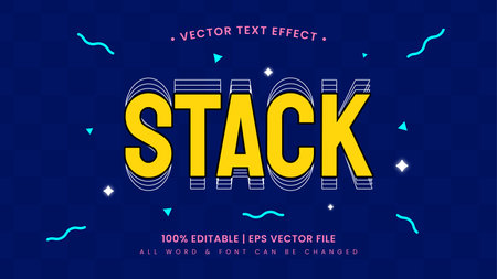 Stack retro 3d text style effect. Editable illustrator text style.のイラスト素材