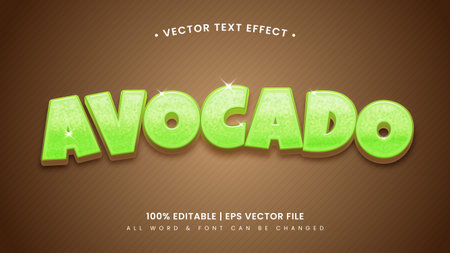Avocado Fruit 3d Text Style Effect. Editable illustrator text style.のイラスト素材