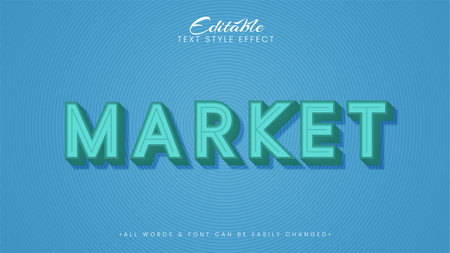 Market vintage retro 3d Text Style Effect. Editable illustrator text style.のイラスト素材