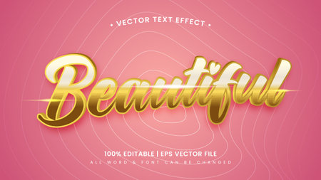 Shiny Gold Beautiful 3d Text Style Effect. Editable illustrator text style.のイラスト素材