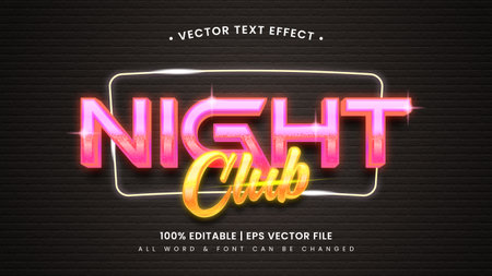 Night Club Glowing 3d Text Style Effect. Editable illustrator text style.のイラスト素材