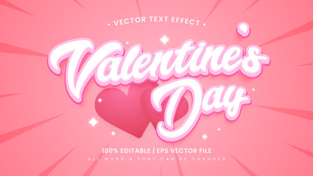 Valentine's Day 3d text style effect. Editable illustrator text style.のイラスト素材