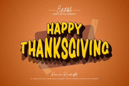 Happy Thanksgiving Editable Text Style Effectのイラスト素材
