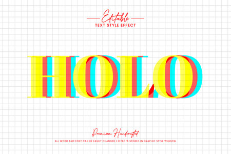 Holo Glitch 3d Text Style Effect. Editable illustrator text style.のイラスト素材