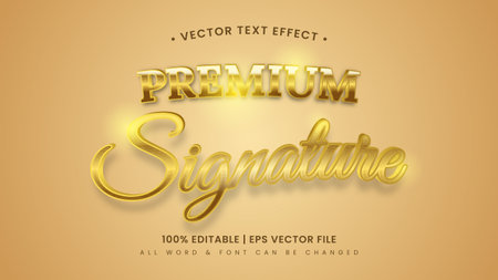 Shiny Premium Signature 3d Text Style Effect. Editable illustrator text style.のイラスト素材