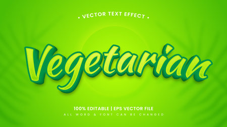Vegetarian 3d text style effect. Editable illustrator text style.のイラスト素材