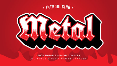 Red Musical Metal 3d Text Style Effect. Editable illustrator text style.のイラスト素材