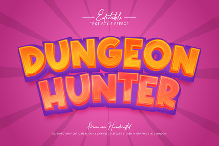 Dungeon Hunter Gaming 3d Text Style Effect. Editable illustrator text style.のイラスト素材