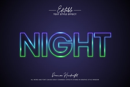 Night neon light 3d Text Style Effect. Editable illustrator text style.のイラスト素材