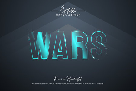 Wars Neon 3d Text Style Effect. Editable illustrator text style.のイラスト素材