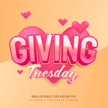 Giving Tuesday 3d Text Style Effect. Editable Illustrator Text Style.のイラスト素材