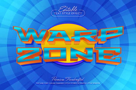 Warp zone 3D vector text effect graphic style. Editable vector headline and title template.のイラスト素材