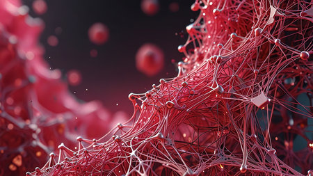 Abstract polygonal neural space background with connection structure.の素材