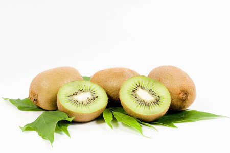 kiwi fruits on white background  の写真素材