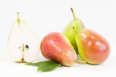 fresh yellow pear isolated on whiteの写真素材