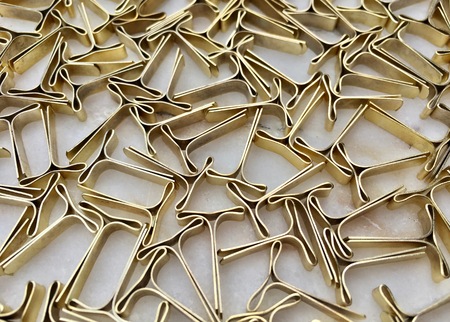 High angle view of locking clips for envelopes in closeupの写真素材