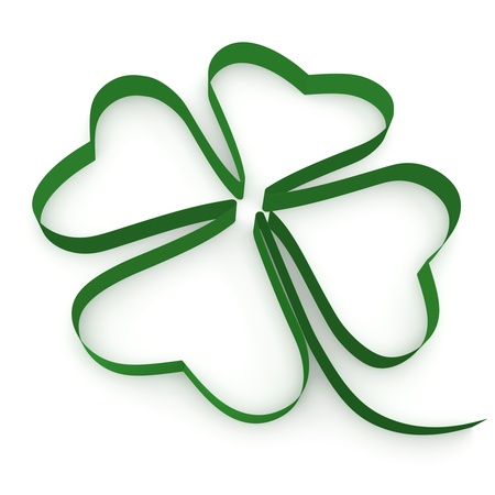 Ribbon folded in the form of leaf clover on a white background.の写真素材