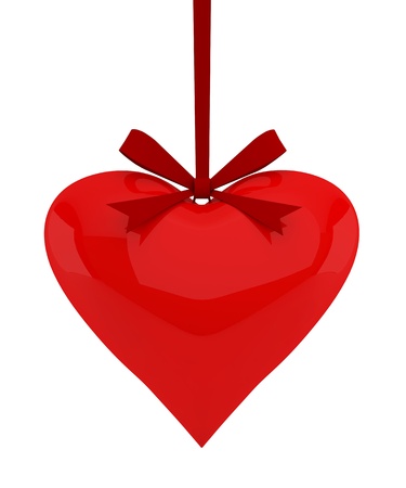 Pendant in the shape of heart on a white backgroundの写真素材