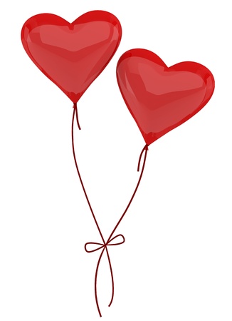 Two balloons in the form of heart on a white backgroundの写真素材